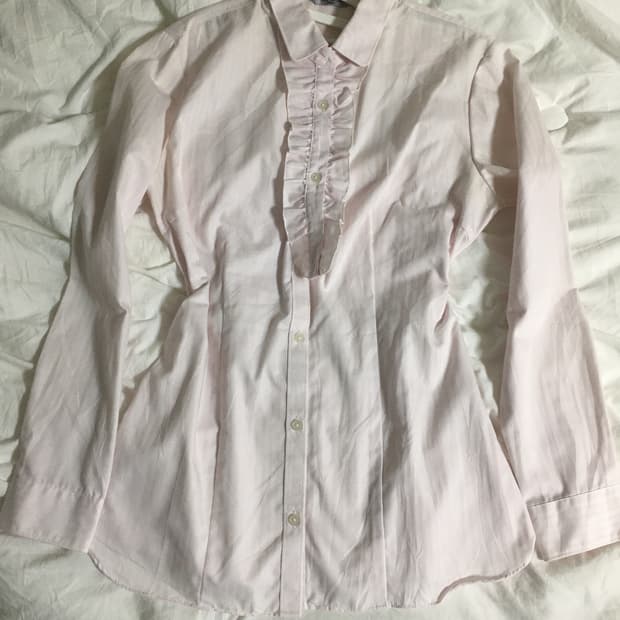 핑크 프릴 포인트 셔츠 히메갸루 라떼갸루 오네갸루