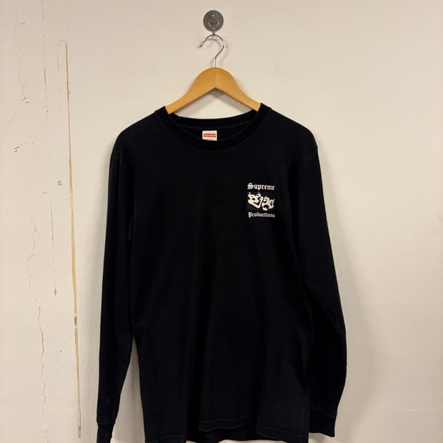 M) 슈프림 18FW 프로덕션 롱슬리브 블랙 T368