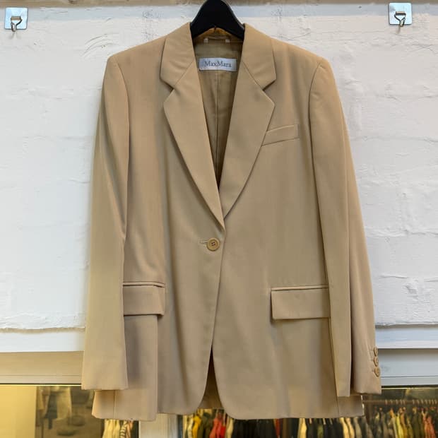 Maxmara 막스마라 울 베이지 싱글 블레이저 40