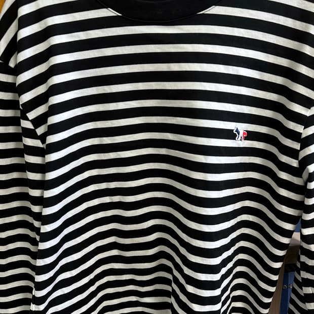 메종키츠네 남성 스트라이프 긴팔 티셔츠 M