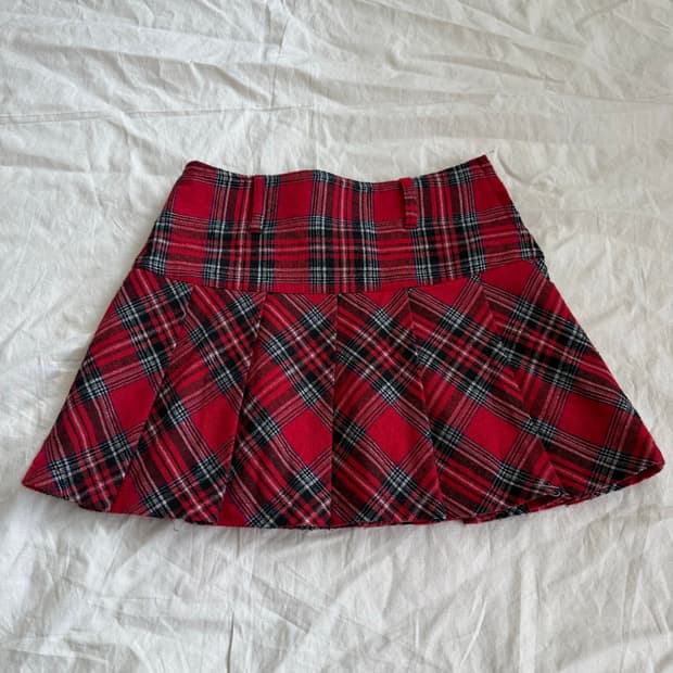 나나펑크 캐캐체 체크 미니플리츠 미니 스커트