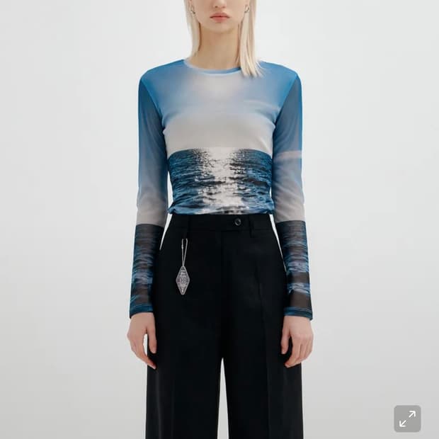 유즈 MESH FULL PRINT T-SHIRT - BLUE