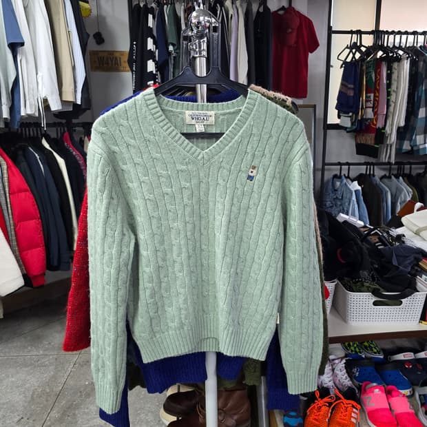 후아유 케이블 V넥 니트 (1352)