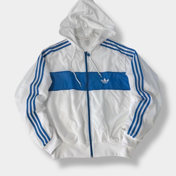 아디다스 루즈핏 00‘s 흰 하늘 배색 파이어버드 후드 트랙 바람막이