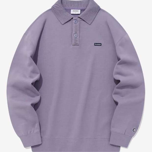 [새상품] 커버낫 니트 카라 맨투맨 라벤더 L