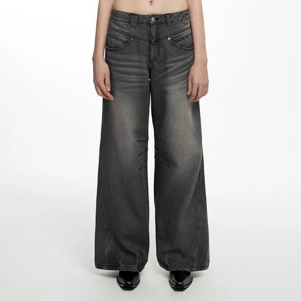 HIGHLIGHT WASHED JEANS (UNISEX) BLACK