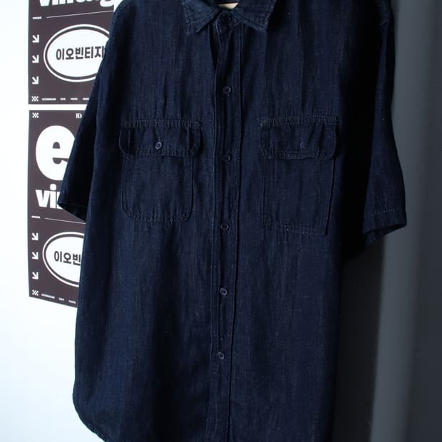 (L-XL) 굿라이프웍스 반팔 카라 티셔츠 셔츠 남방 데님-H32745