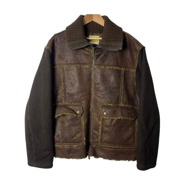 [Intermezzo] 90's 인터메조 니트 비건레더 쉐르파 자켓