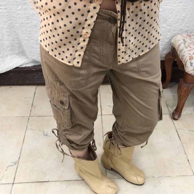 ribbon shirred capri pants