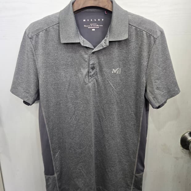 95,M )) MILLE 밀레 카라 반팔티셔츠! 그레이 색상~