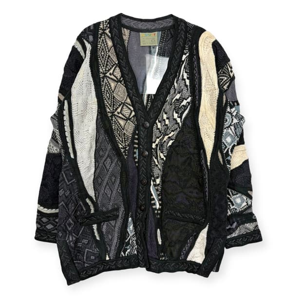 쿠지 패턴 니트 가디건