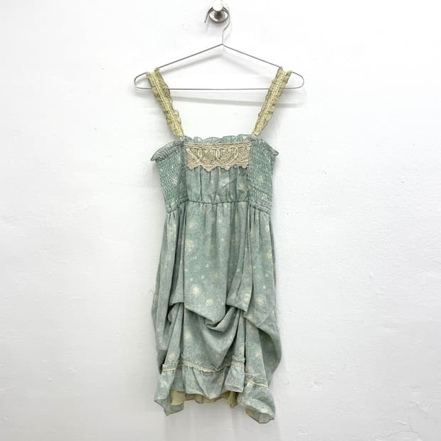 Axes femme lace trim smoked ruffle dress