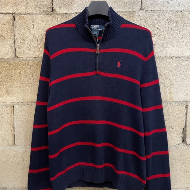 폴로 랄프로렌 스트라이프 반집업 니트 