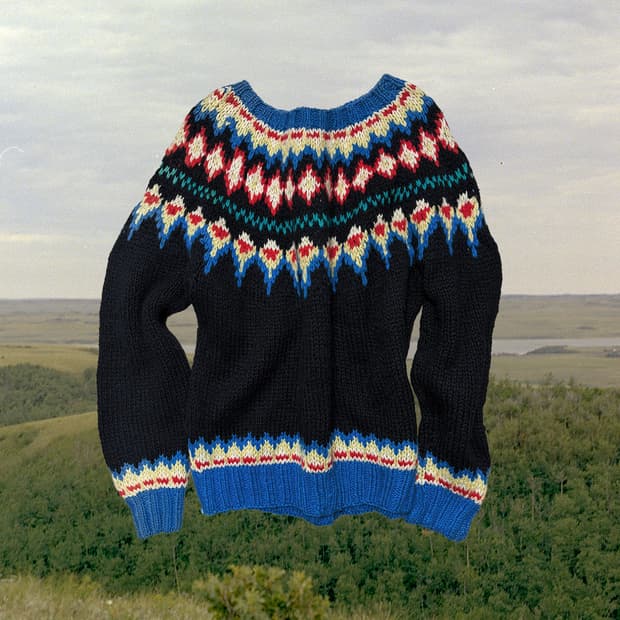 80s 핸드니팅 울 페어아일 스웨터