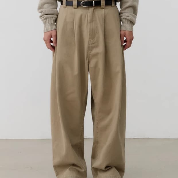 노운 wide tapered chino pants (beige)