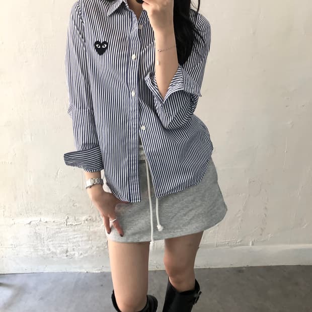 COMMEdesGARCONS 꼼데가르송 블랙와펜 스트라이프 셔츠 우먼