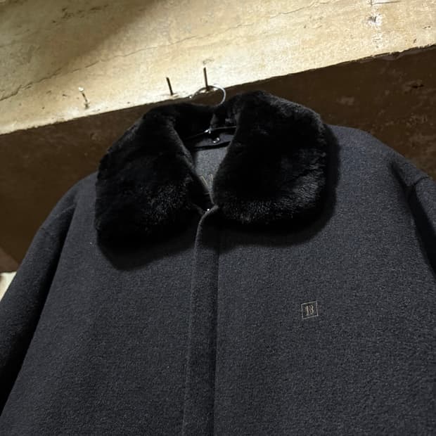 Balmain 발망 블랙 퍼 카라 캐시미어 자켓