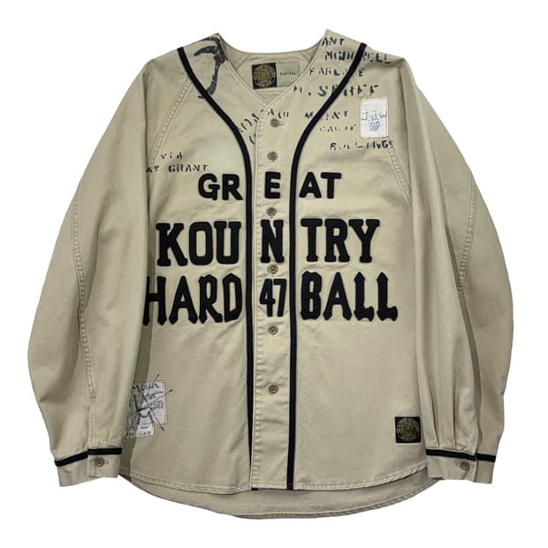 캐피탈 치노 그레이트 컨트리 데미지드 베이스볼 롱슬리브 셔츠 베이지