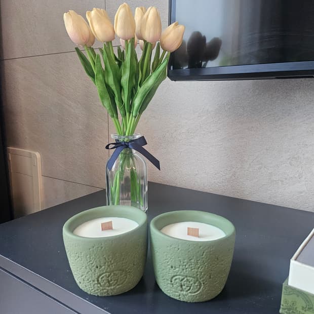 올리브 도자기캔들 2구