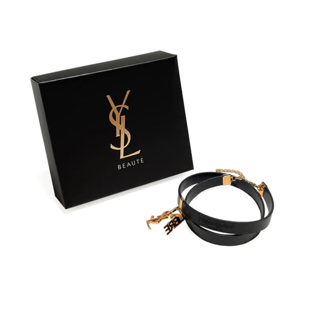 생로랑 YSL 로고 블랙 초커 목걸이