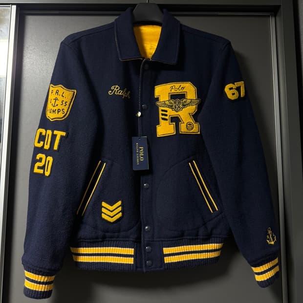 폴로 랄프로렌 리버시블 트윈 새틴 바시티 자켓 (S)