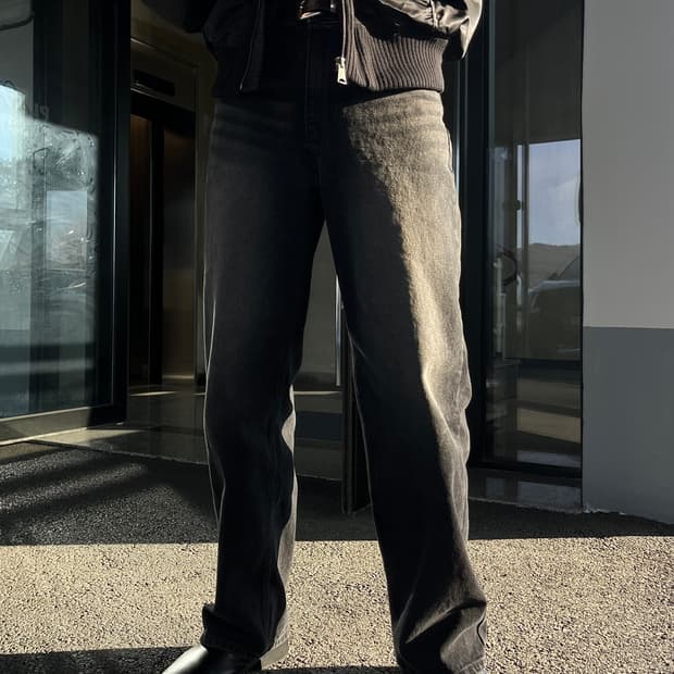 캣스톤 와이드 워싱 데님 팬츠 청바지