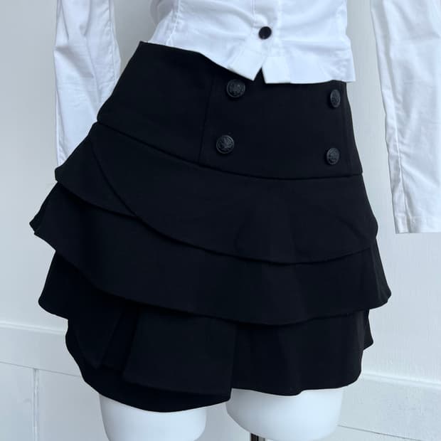 블랙 하이웨스트 캉캉 팬츠