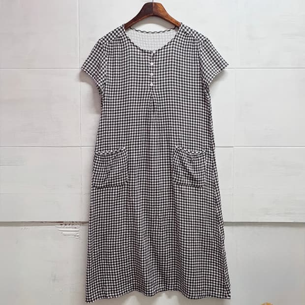 cecile 다크 브라운 체크 하구미 모리걸 원피스 JPN