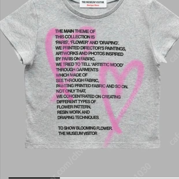 더뮤지엄비지터 crop heart sprayed t-shirts grey