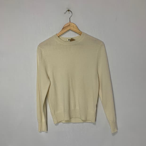 유니클로 아이보리 캐시미어 100 빈티지 니트 S