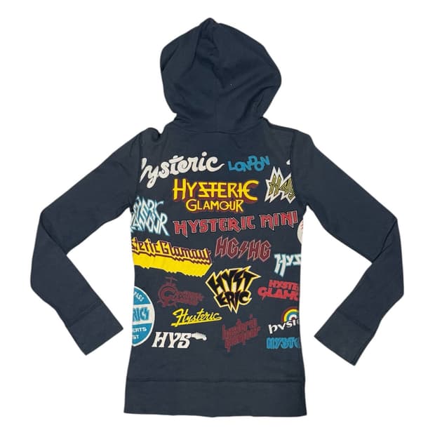 히스테릭 글래머 아카이브 아이코닉 로고 범벅 해골 버튼업 후드티