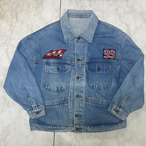 빈티지 데님 자켓 패치 워크웨어 오버핏 105