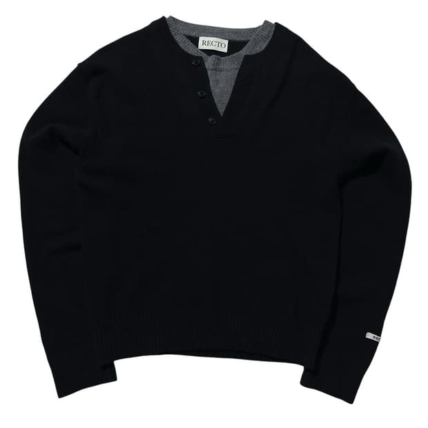 24fw 렉토 울 캐시미어 더블 레이어 니트 블랙