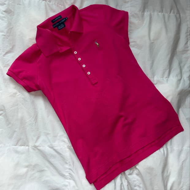y2k 폴로 카라티 반팔 핑크