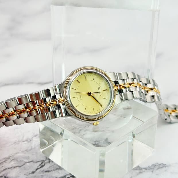 90s00s 빈티지 세이코 엑설린 투톤 콤비 드레스 워치