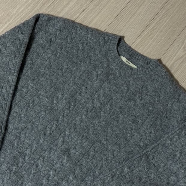 포터리/브러쉬드 알파카 케이블 크루넥 니트 라이트그레이/1