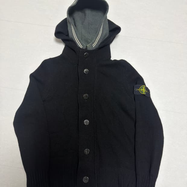 [레어, L] 00‘s 스톤아일랜드 아카이브 더블 후드 버튼 니트집업