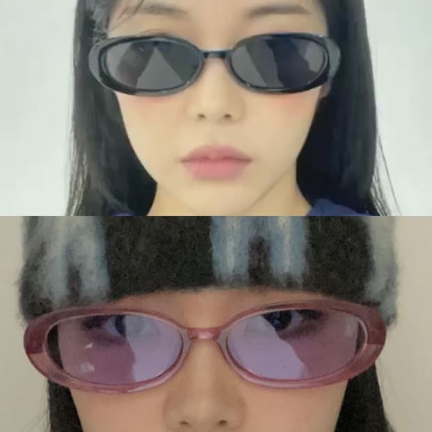 일괄) 미노이 meenoi 한정판 굿즈 선글라스 블랙 퍼플