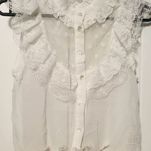 일본브랜드 시스루 레이스 블라우스