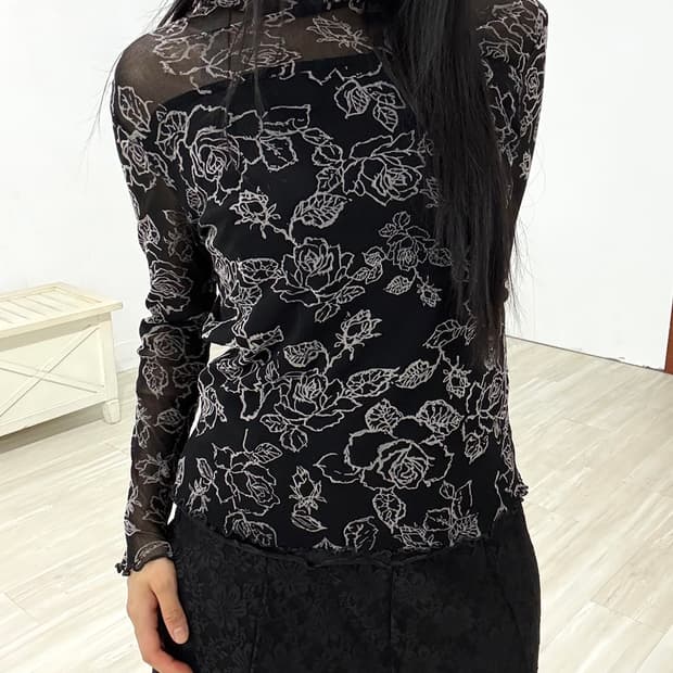 Black Oriental Mesh Top