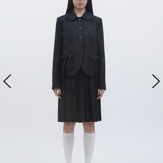 MIDI PLEATS RIBBON CULOTTE PANTS [BLACK]