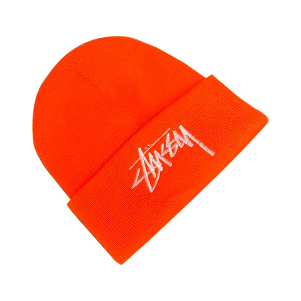 스투시 빅 스탁 커프 오렌지 비니