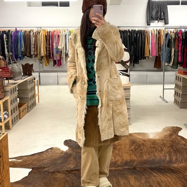 BENETTON suede fur coat 베네통 퍼 무스탕 코트