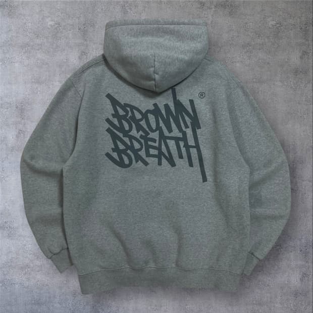 브라운브레스 빅로고 그레이 후드티