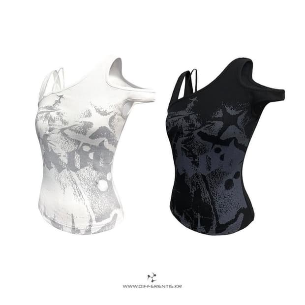 디프런트이즈오케이 립드 컷아웃 탑 블랙