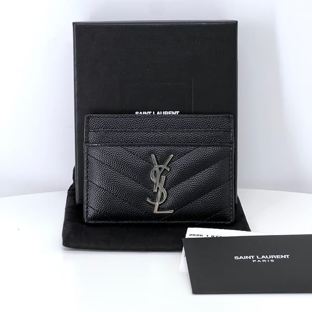 생로랑 모노그램 마틀라세 은장 카드지갑 블랙 (423291)