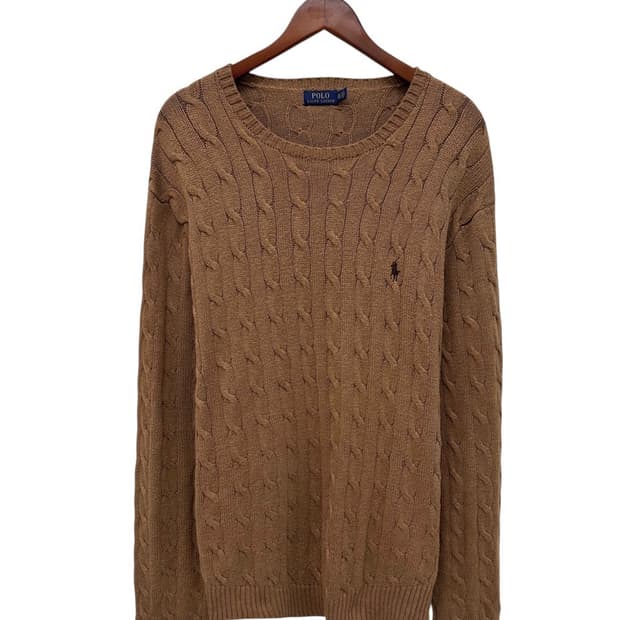 폴로 꽈배기 니트 브라운 (2XL) 
