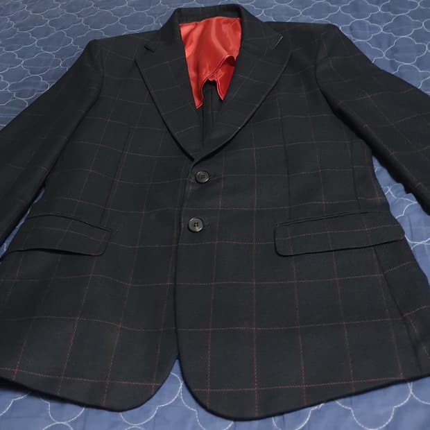 PARSONS 울 체크 블레이저 정장 자켓 블랙 (F)