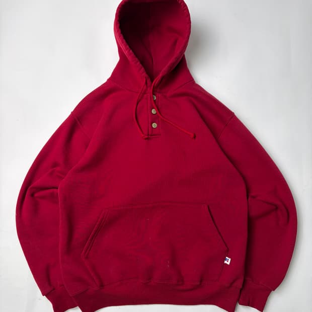 90s Russell Button Hoodie (red)