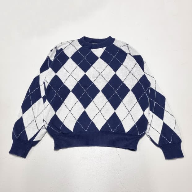 90S USA PRINCETON 아가일 스웨터 - XL
